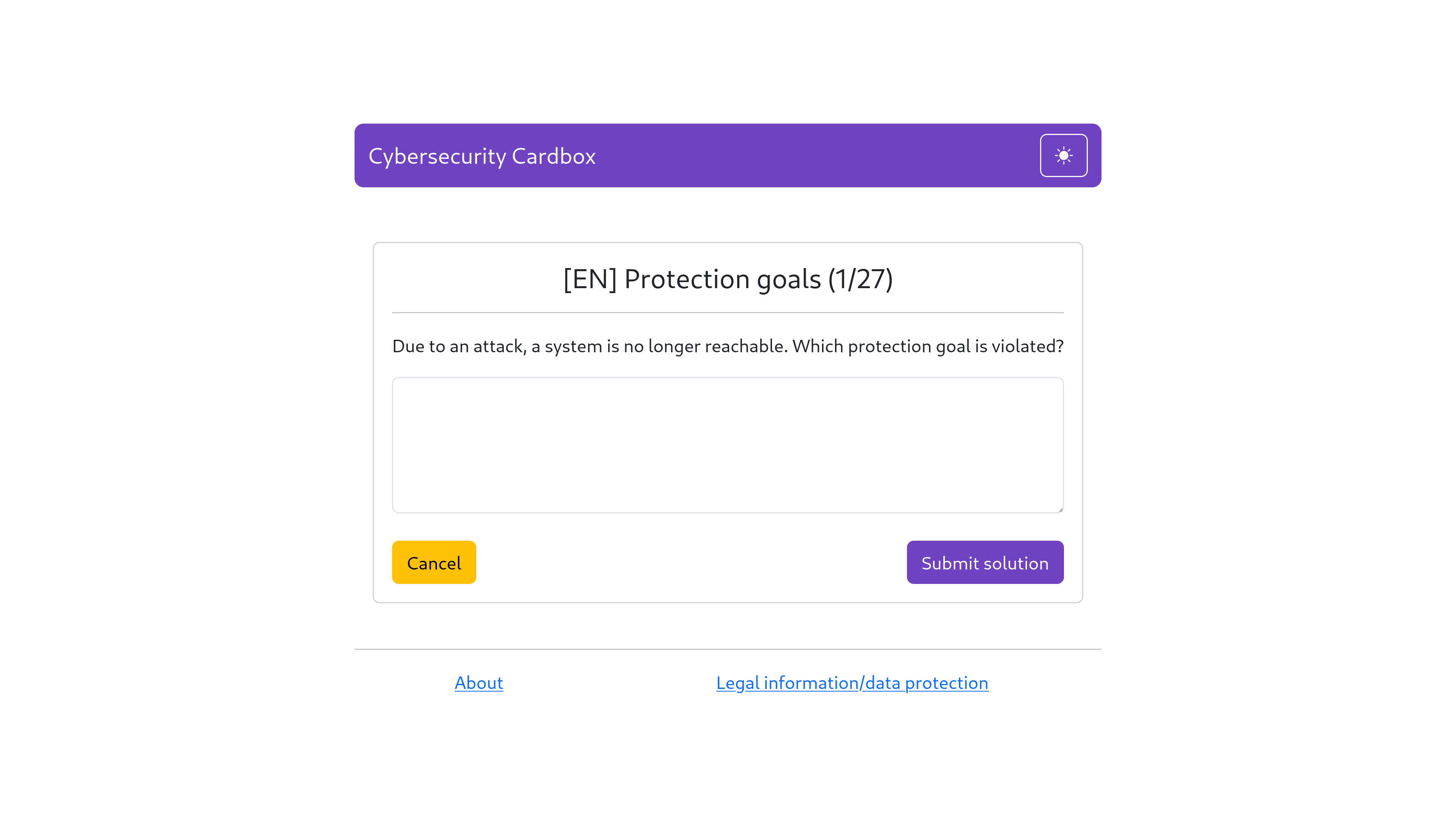 A screenshot of the cybersecurity cardbox